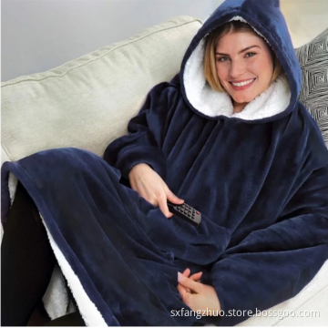 double layer thick sherpa throw blanket  hoodie
